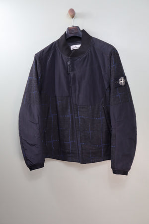 Stone Island Black House Check Dormenuil/Nylon Metal Primaloft Bomber Jacket