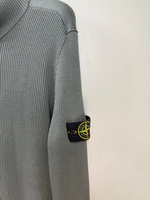 Stone Island Green Ribbed Cardigan