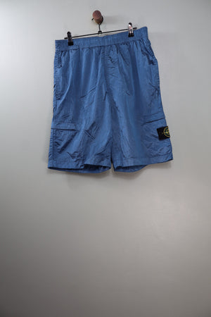 Stone Island Blue CO Nylon Metal Cargo Shorts