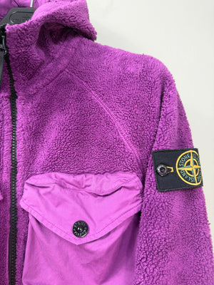 Stone Island Purple Teddy Fleece Zipped Hoodie