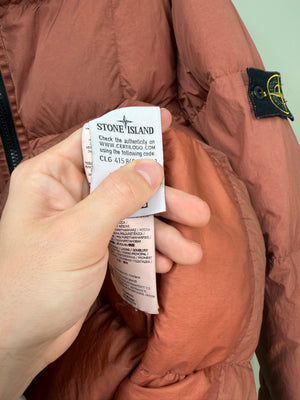 Stone Island Burnt Orange Crinkle Reps Down Jacket