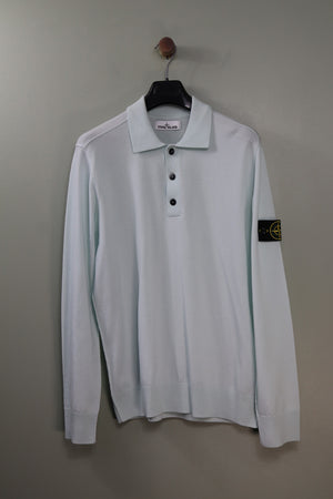 Stone Island Mint Green Knit Polo Shirt