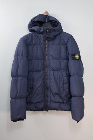 Stone Island Navy Crinkle Reps Down Jacket
