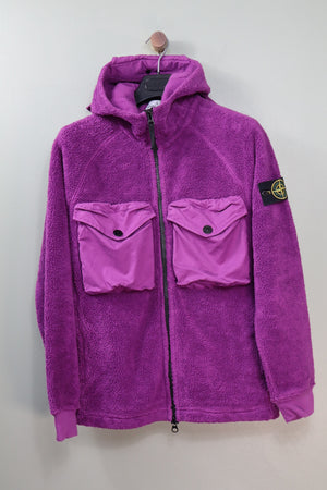 Stone Island Purple Teddy Fleece Zipped Hoodie