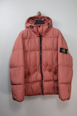 Stone Island Burnt Orange Crinkle Reps Down Jacket