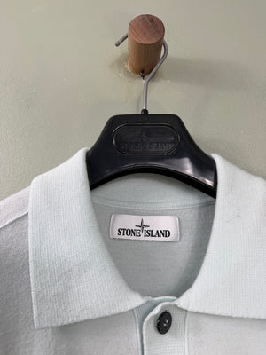 Stone Island Mint Green Knit Polo Shirt