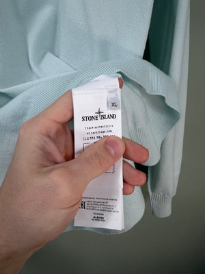 Stone Island Mint Green Knit Polo Shirt